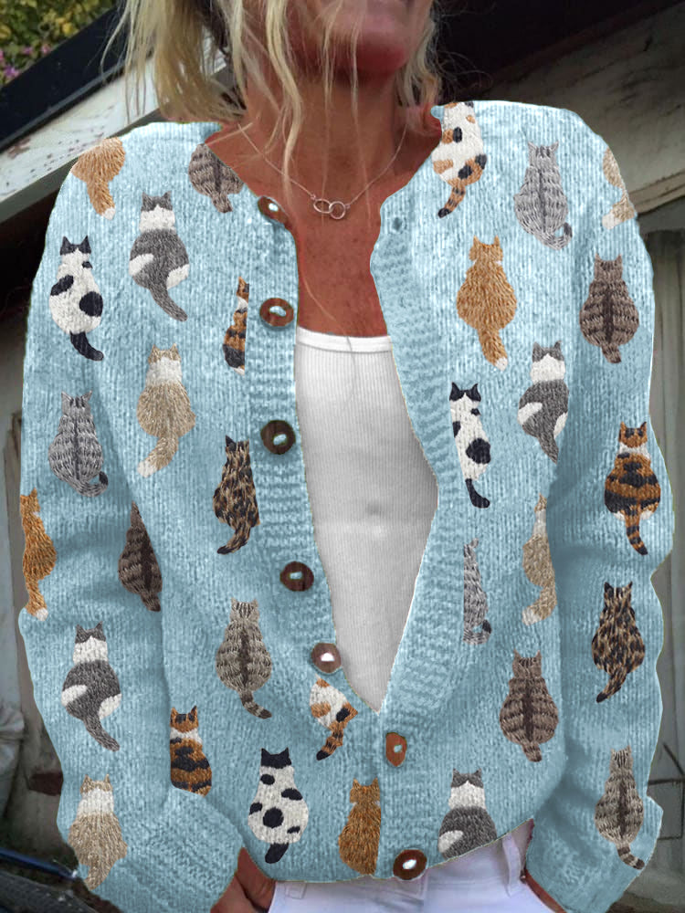 CHARLOTTE | Accogliente Cardigan con Stampa di Gatto A minha loja