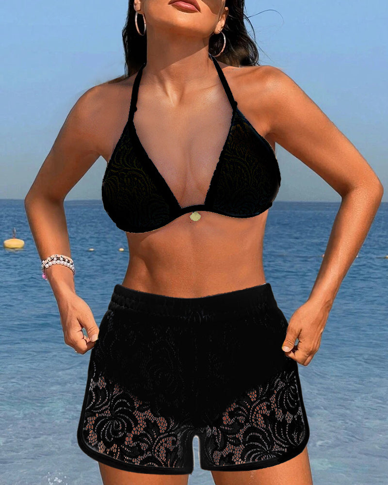 Porto Cervo - Elegante bikini in pizzo monocolore A minha loja