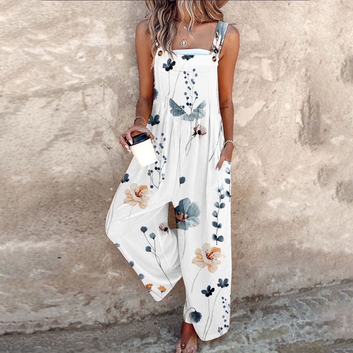 Jumpsuit Relaxed Fit in Nero Stampato A minha loja
