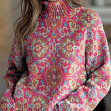 Isla | Maglione Floreale Retro con Collo Alto