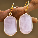 Minimalist Pink Quartz Drop Earrings
