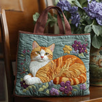 Borsa artigianale trapuntata con gatto rosso A minha loja