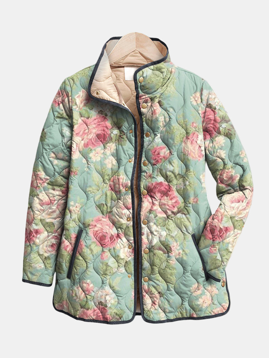 Carys | Giacca Trapuntata con Stampa Floreale Vintage A minha loja