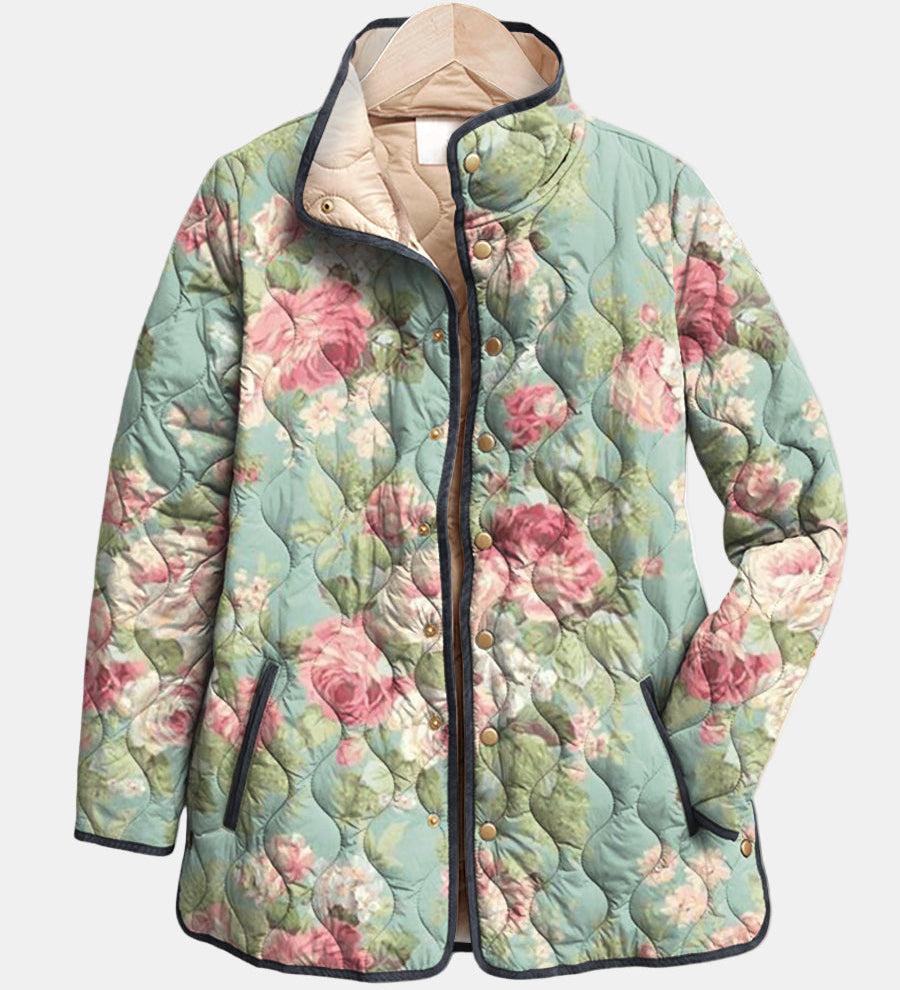 Carys | Giacca Trapuntata con Stampa Floreale Vintage A minha loja