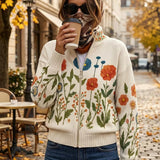 Ginepro | Cardigan Donna con Zip e Fiori Selvatici