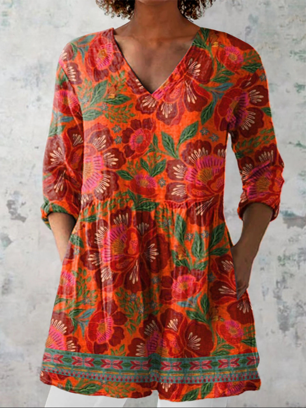 Marion | Blusa Lunga con Scollo a V Elegante A minha loja