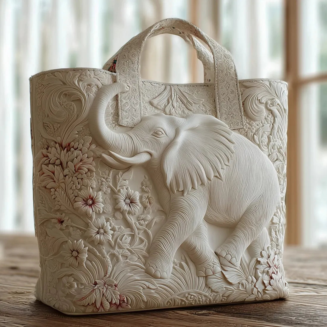 Borsa artigianale trapuntata con elefante A minha loja