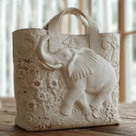 Borsa artigianale trapuntata con elefante A minha loja