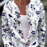 VYNORA | Cardigan Vintage con Stampa Floreale e Bottoni Frontali A minha loja