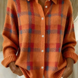 Megan™ | Cardigan a Maglia con Bottoni a Motivo Check A minha loja