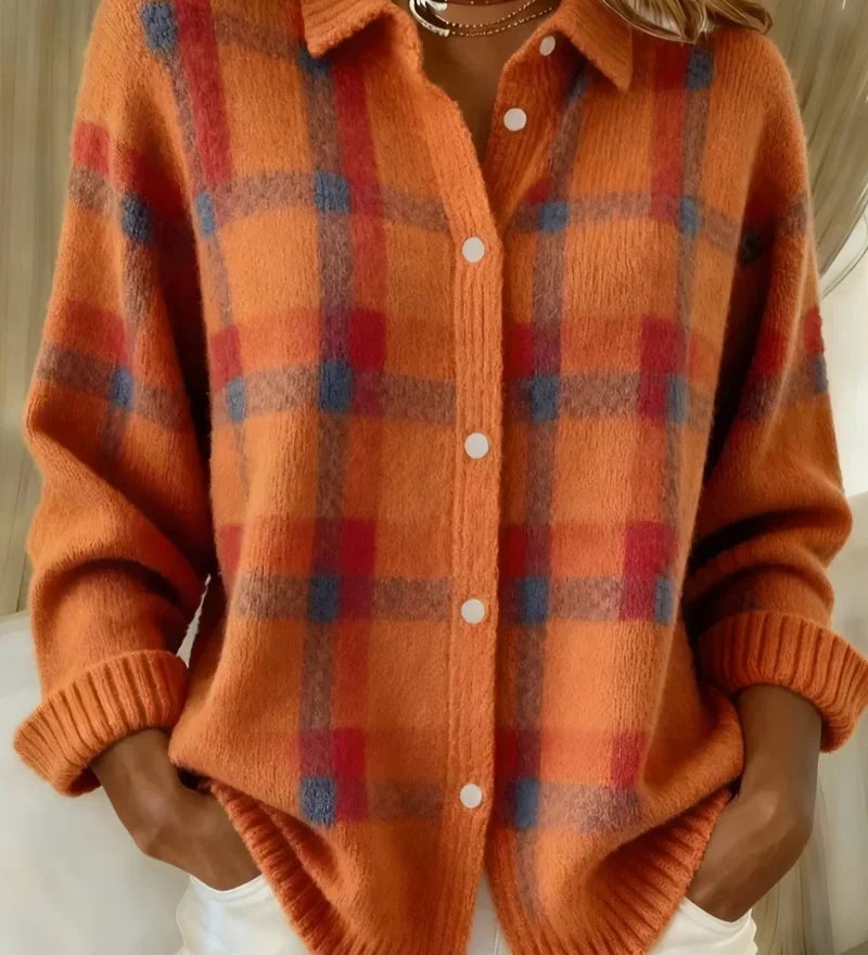 Megan™ | Cardigan a Maglia con Bottoni a Motivo Check A minha loja