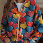 Valentine™ | Maglia Testurizzata a Cuori Multicolori A minha loja