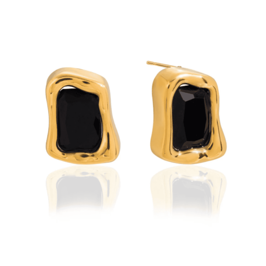Orecchini Quadrati in Zircone Oro Classici