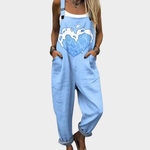 Salopette Azzurro Chiaro con Stampa di Cuori e Onde A minha loja