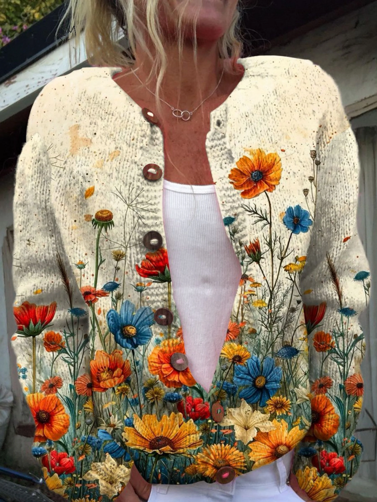 TANSY | Vintage Floral Print Cardigan A minha loja