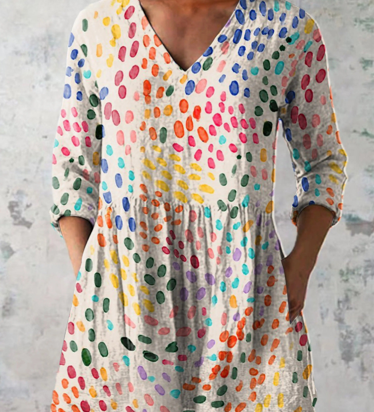 "Pauline | Camicia Lunga con Scollatura a V". A minha loja