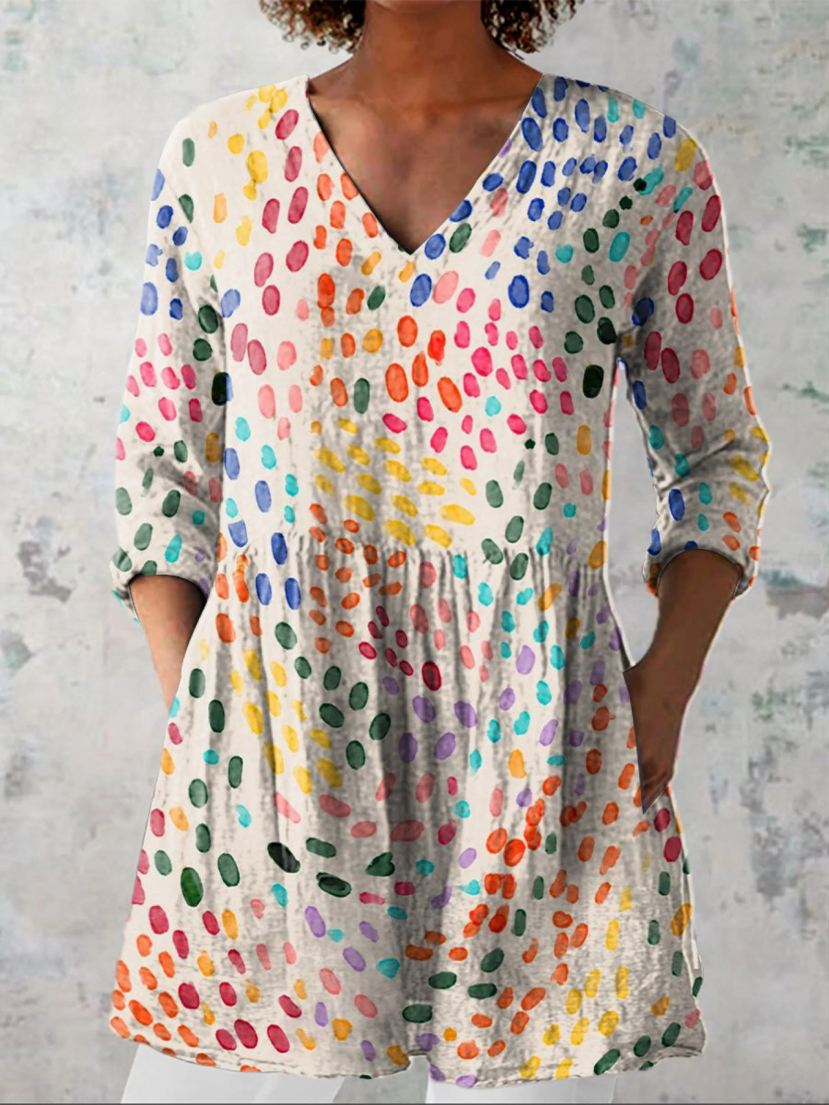 "Pauline | Camicia Lunga con Scollatura a V". A minha loja