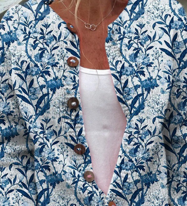 TIVERLY | Vintage Floral Cardigan with Front Buttons A minha loja