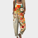Salopette Oversize Confortevole con Stampa Floreale Artistica A minha loja