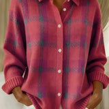 Ashley™ | Cardigan Classico a Quadri con Collo Elegante A minha loja