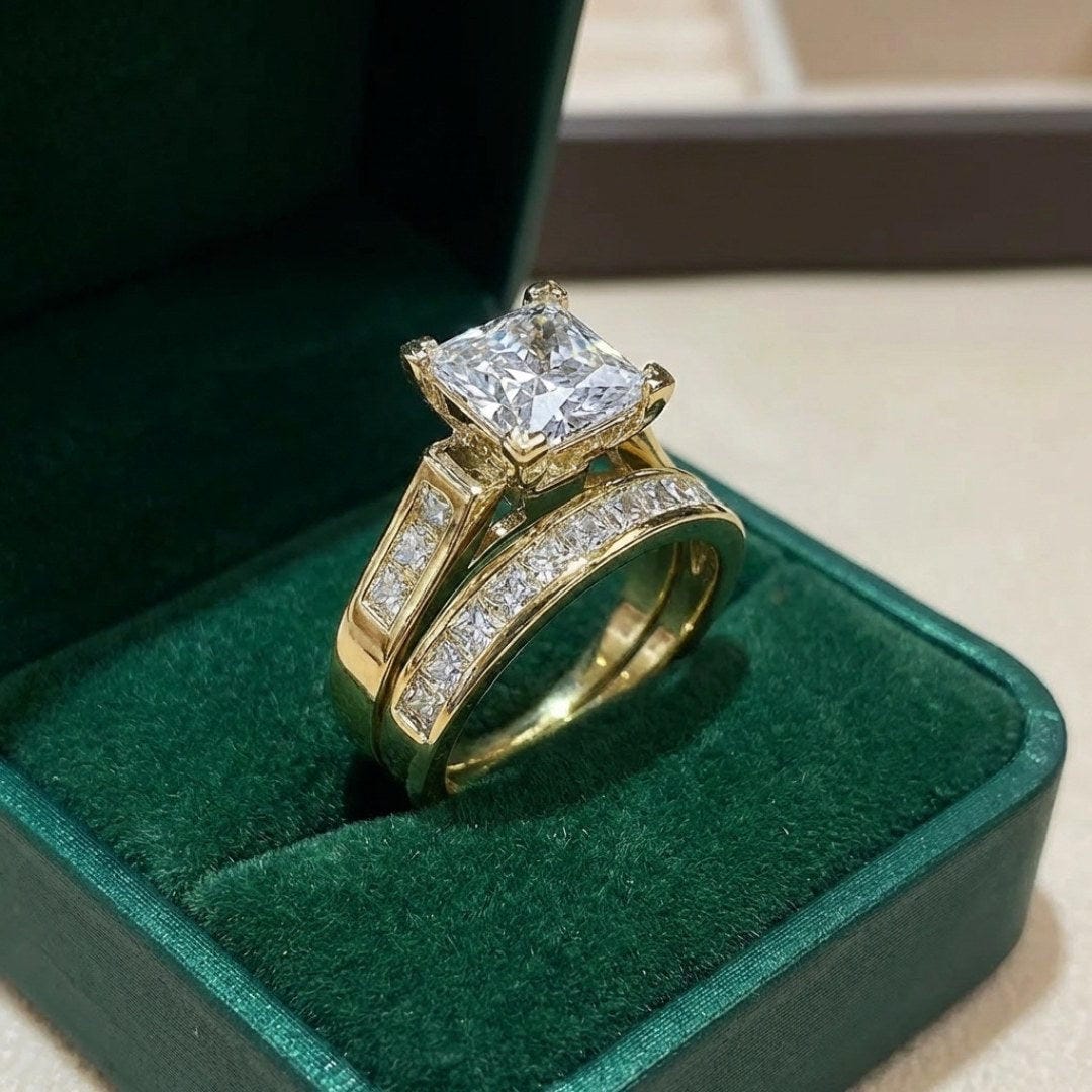 Set di Anelli di Promessa in Zirconia Elegante