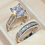 Set di Anelli di Promessa in Zirconia Elegante