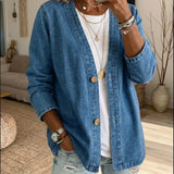 Classico Cappotto in Denim con Chiusura a Bottoni A minha loja