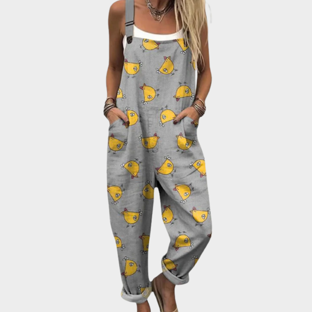 Salopette – Comfy Oversized Jumpsuit with Bird Illustration A minha loja