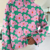 Hannah | Maglione Floreale con Collo Alto