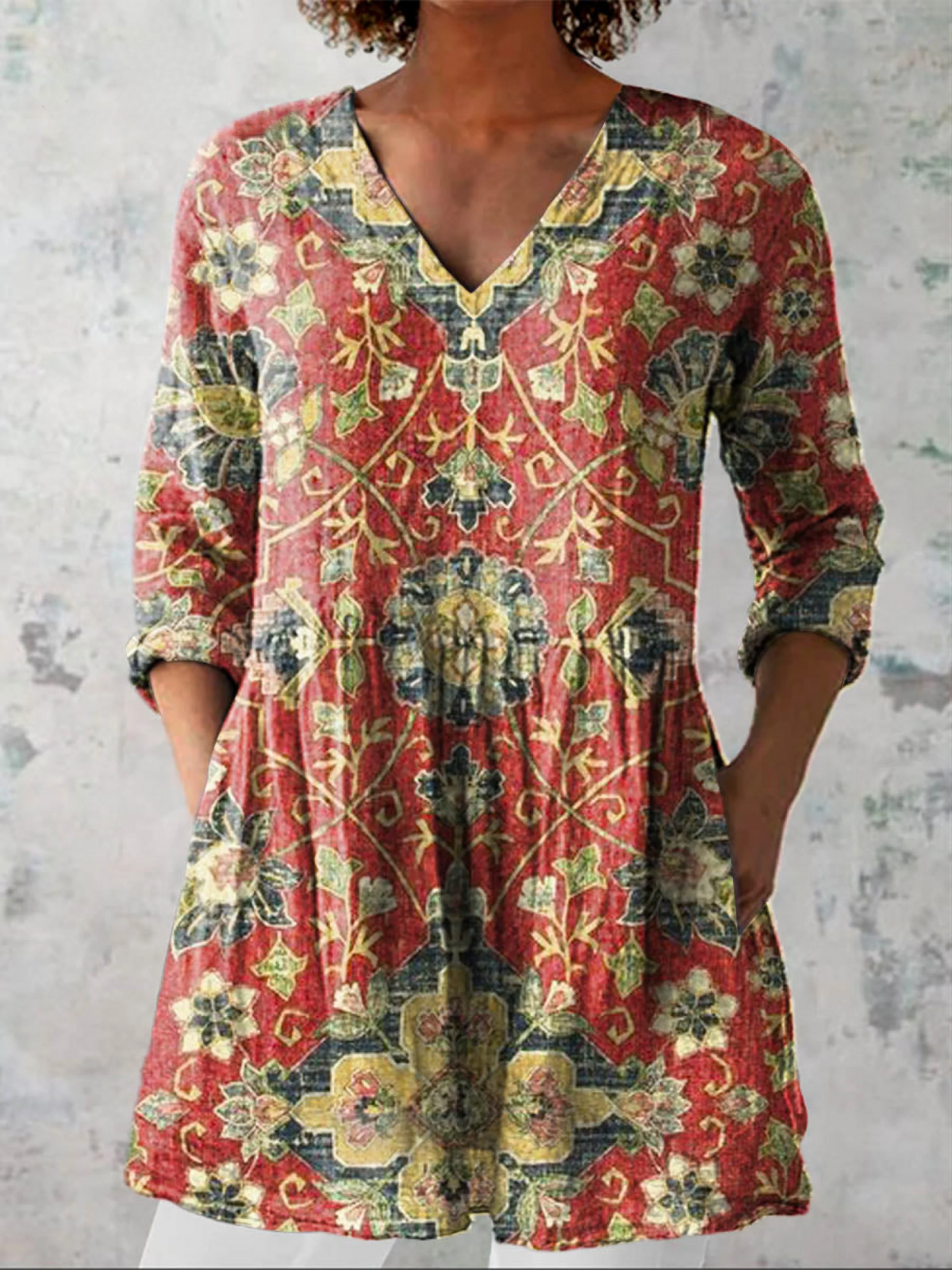 "Lea | Camicia Lunga con Collo a V". A minha loja