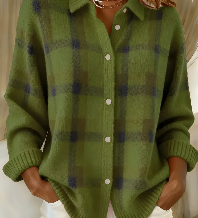 Corinne | Cardigan Donna a Quadri con Bottoni