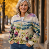 Marlowe | Cardigan Donna con Zip e Fiori di Cardo