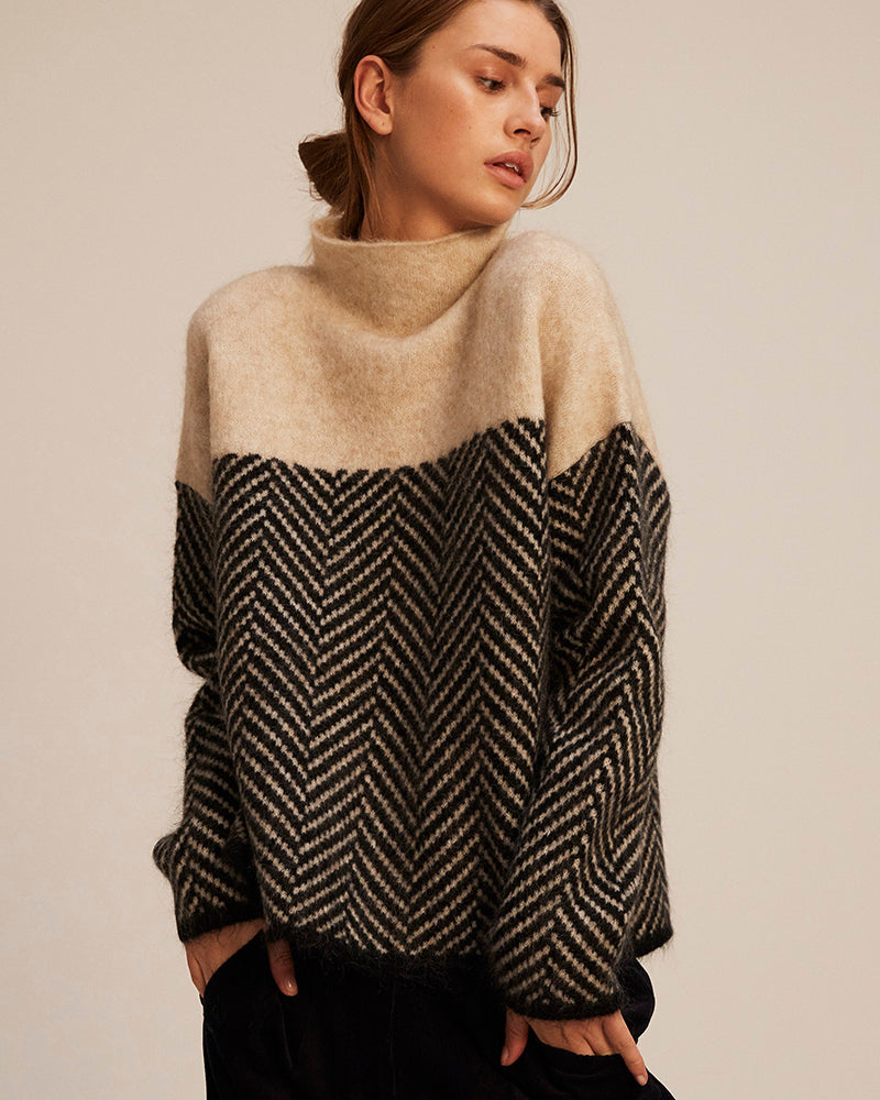 Norah | Maglione in Cotone con Collo Alto Elegante A minha loja