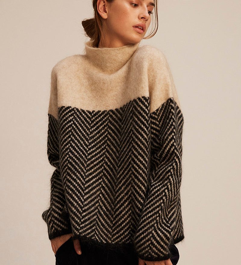 Norah | Maglione in Cotone con Collo Alto Elegante A minha loja