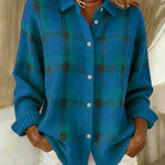 Anna - Maglione retro in lana fatta a mano con contrasto A minha loja