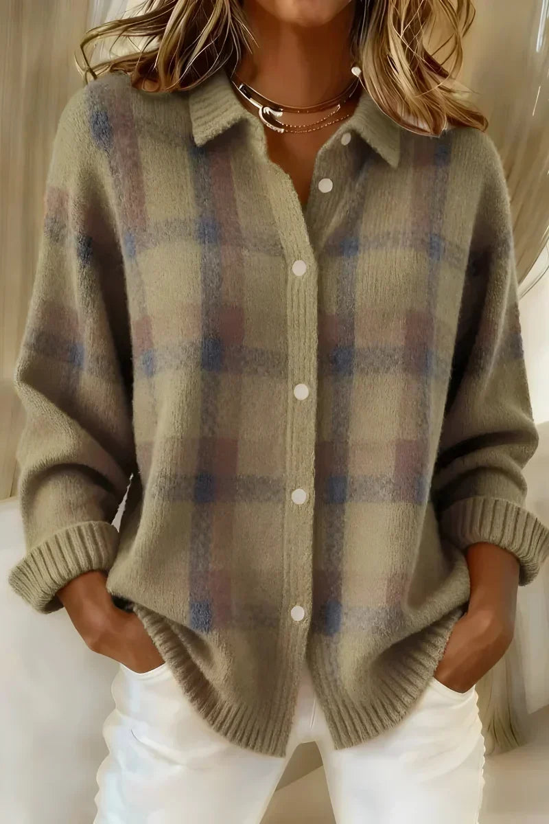 Taylor™ | Comfy Plaid Knit Cardigan A minha loja