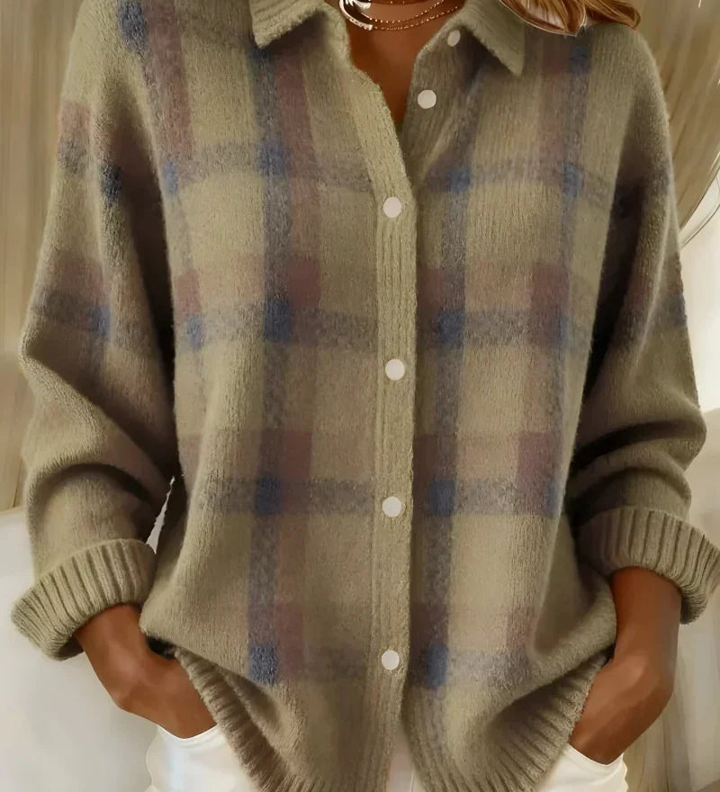 Taylor™ | Comfy Plaid Knit Cardigan A minha loja