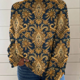 Scarlett | Maglione Vintage a Collo Alto con Motivo Floreale