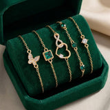 Set di Braccialetti in Cristallo Verde a Forma di Cuore Hallow
