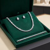 Elegante Set Completo di Zirconia Cubica Trasparente Rotonda per Sposa