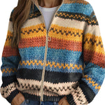 Yseult™ | Cardigan a righe zigzag multicolore in maglia A minha loja