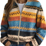 Yseult™ | Cardigan a righe zigzag multicolore in maglia A minha loja