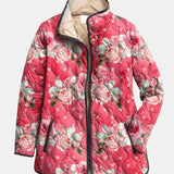 Freya | Giacca Trapuntata con Stampa Floreale in Rosa Elegante A minha loja