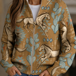 Perpetua™ | Cardigan Zip Desert Horse & Cactus A minha loja