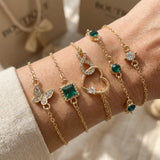 Set di Braccialetti in Cristallo Verde a Forma di Cuore Hallow