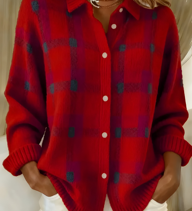 Corinne | Cardigan Donna a Quadri con Bottoni
