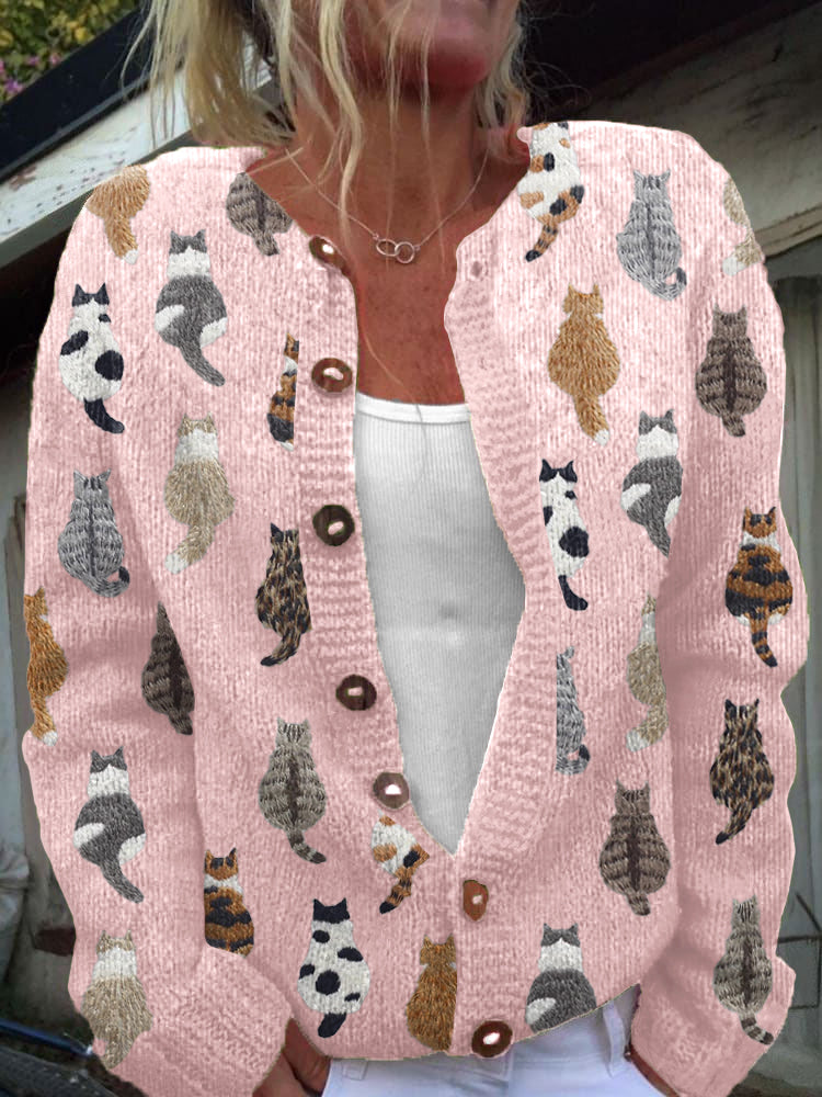 CHARLOTTE | Accogliente Cardigan con Stampa di Gatto A minha loja