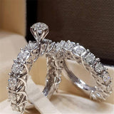 Set di Anelli con Cristalli a Forma di Corona Floreale