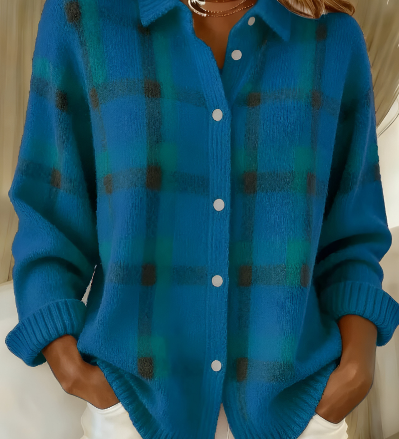 Corinne | Cardigan Donna a Quadri con Bottoni
