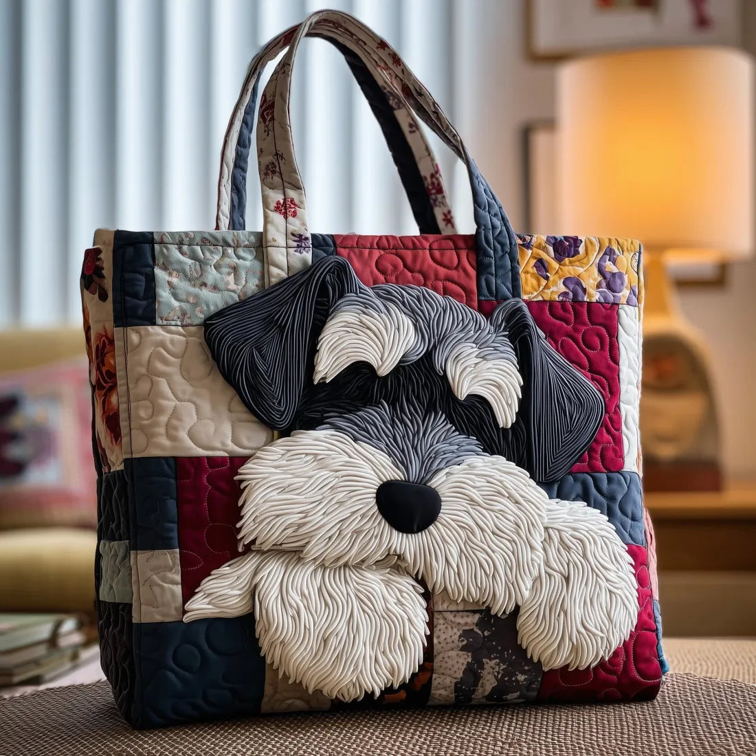 Borsa artigianale trapuntata con Schnauzer A minha loja